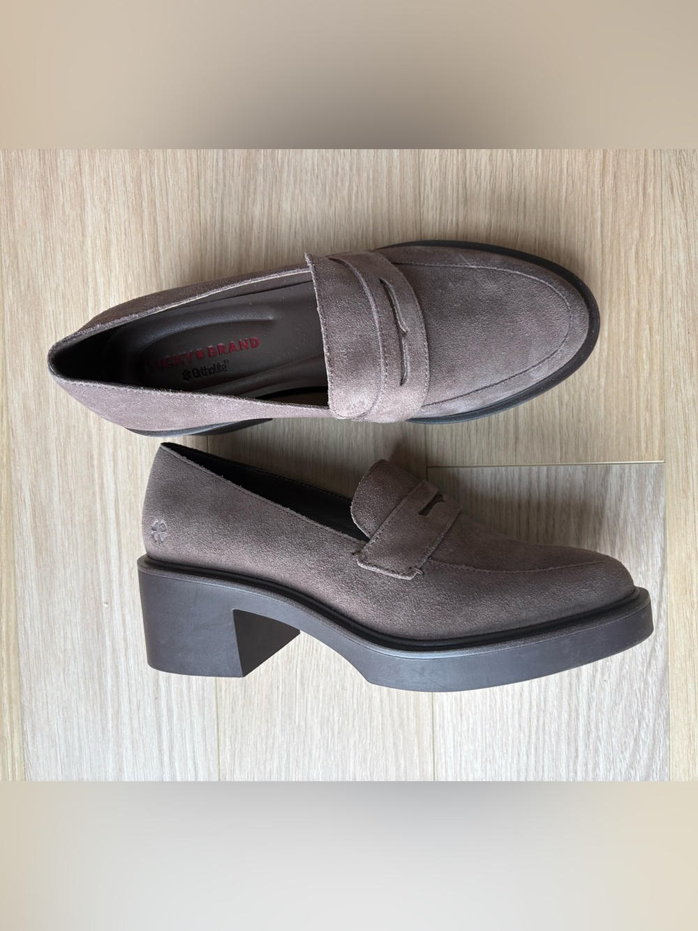 Suede Platform Penny Loafers - Neutral Taupe